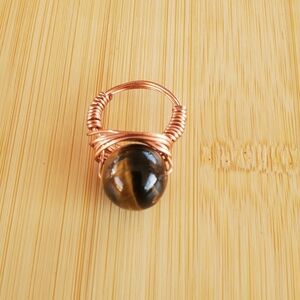 Handmade Copper Wire Wrapped Tiger's Eye Ring